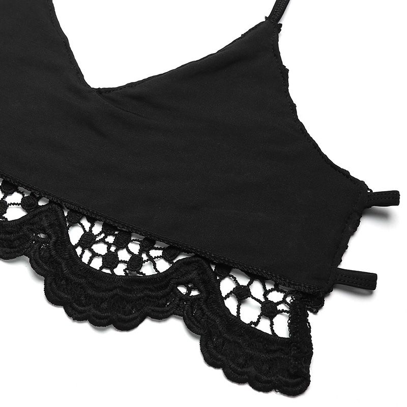 New Sexy Women Crop Top Crochet Lace Deep V Neck Spaghetti