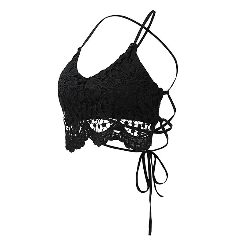 New Sexy Women Crop Top Crochet Lace Deep V Neck Spaghetti