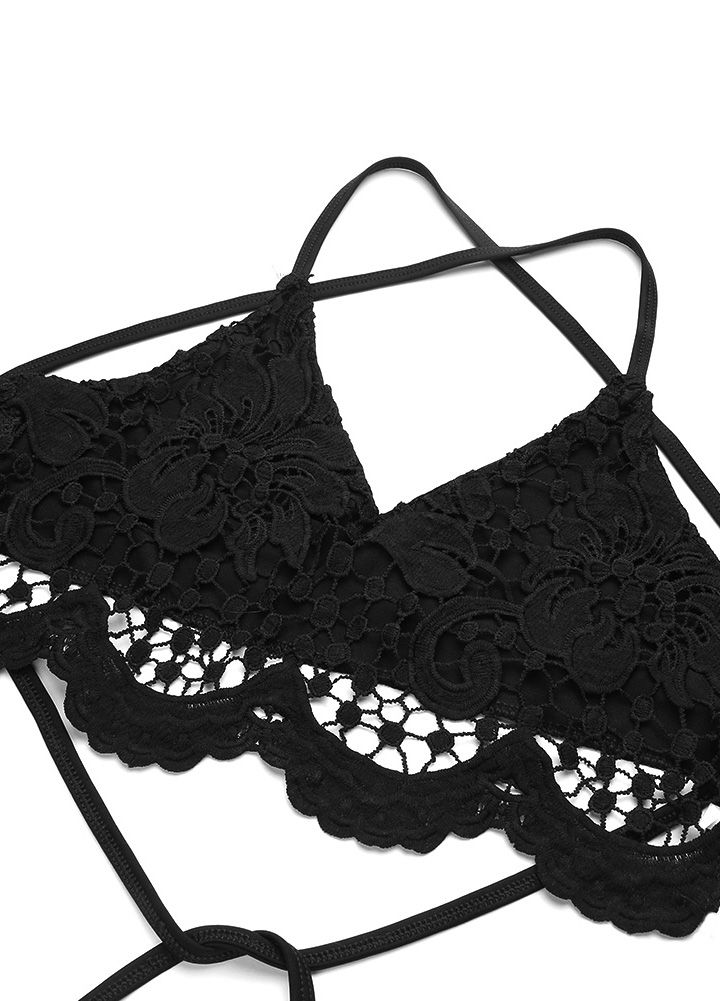New Sexy Women Crop Top Crochet Lace Deep V Neck Spaghetti