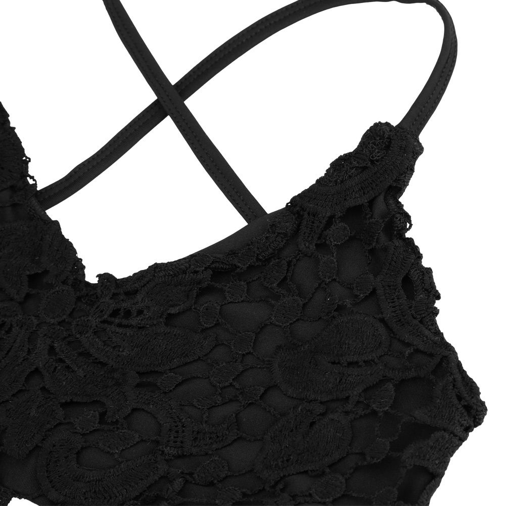 New Sexy Women Crop Top Crochet Lace Deep V Neck Spaghetti