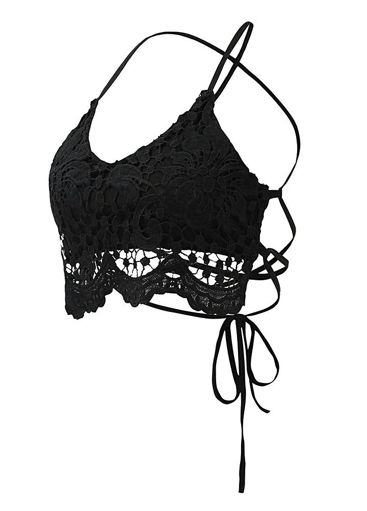 New Sexy Women Crop Top Crochet Lace Deep V Neck Spaghetti