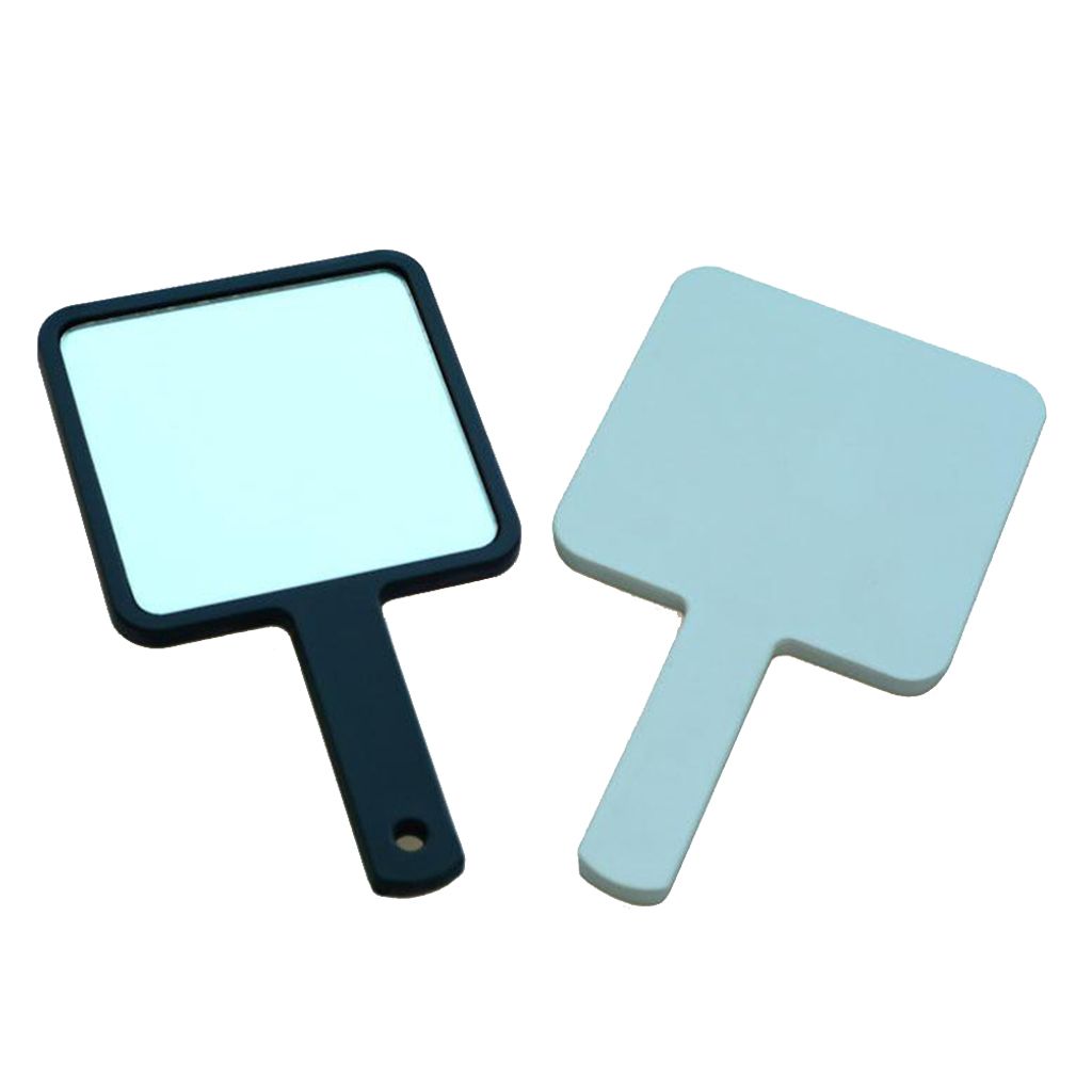 Ladies Women Modern Hand Held Round Corner Mirror Makeup