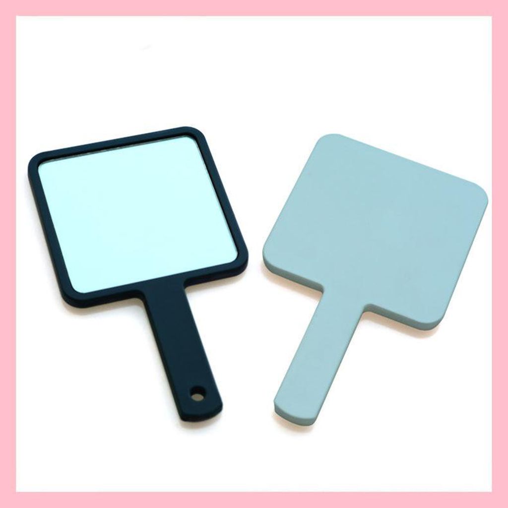 Ladies Women Modern Hand Held Round Corner Mirror Makeup