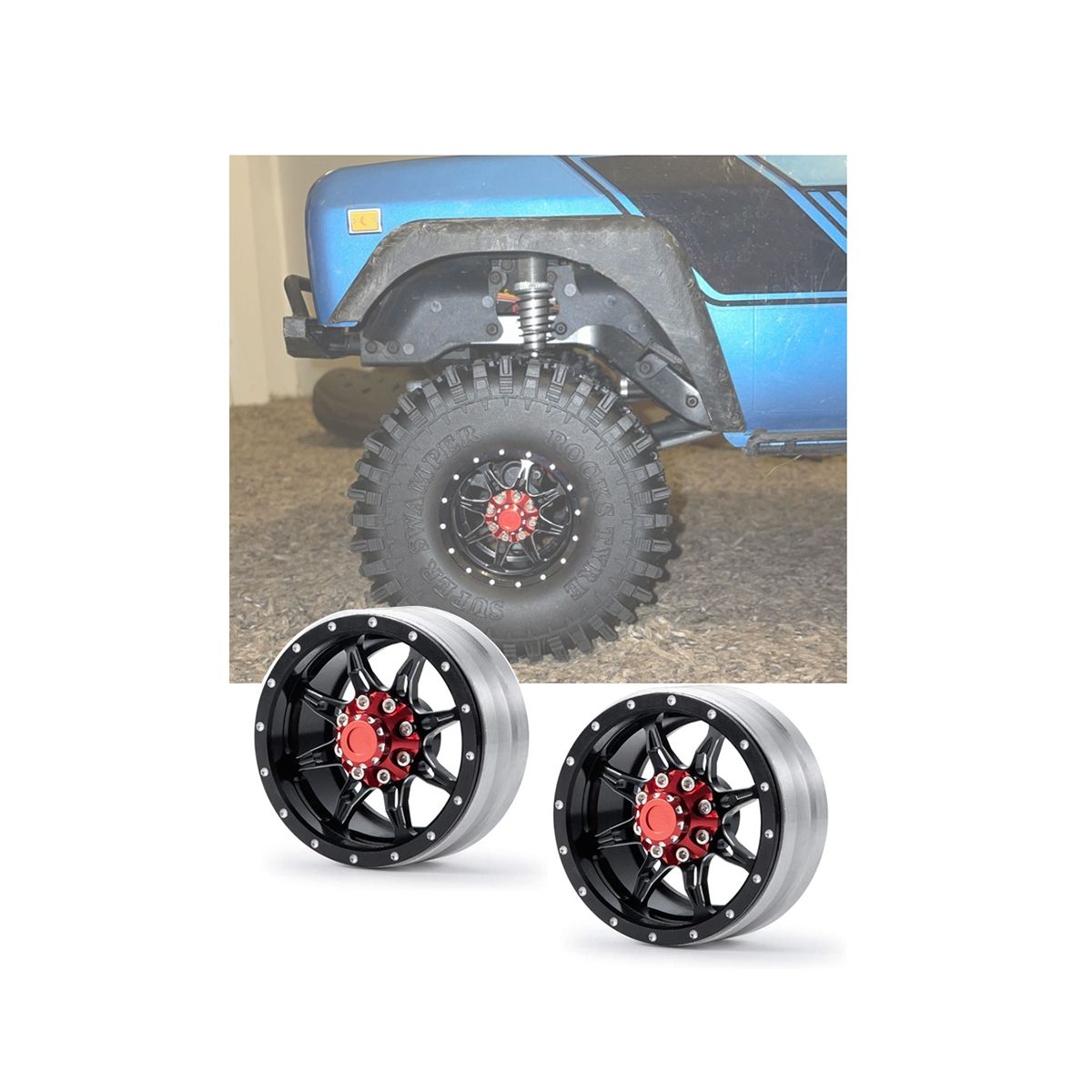 4Pcs Aluminum Alloy 1.9inch Beadlock Wheel Rims Hub for 1/10 AXIAL SCX10 SCX10 III CC01 D90 RC Crawler Car Upgrade Parts
