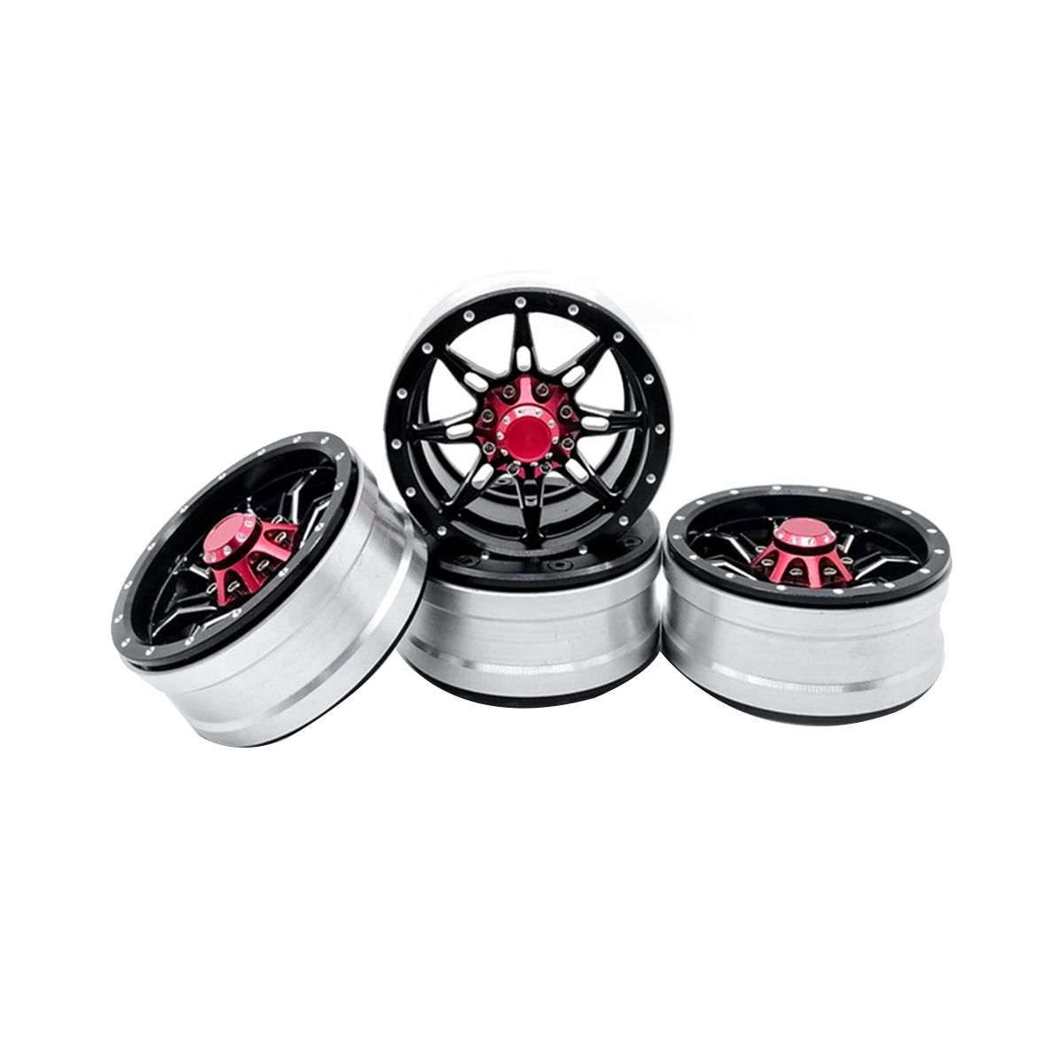 4Pcs Aluminum Alloy 1.9inch Beadlock Wheel Rims Hub for 1/10 AXIAL SCX10 SCX10 III CC01 D90 RC Crawler Car Upgrade Parts