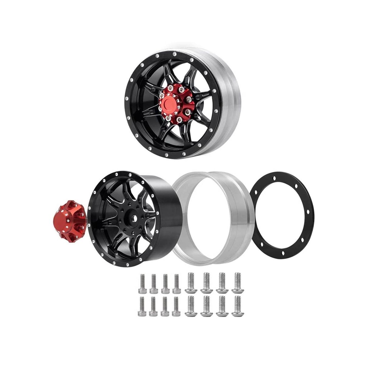 4Pcs Aluminum Alloy 1.9inch Beadlock Wheel Rims Hub for 1/10 AXIAL SCX10 SCX10 III CC01 D90 RC Crawler Car Upgrade Parts