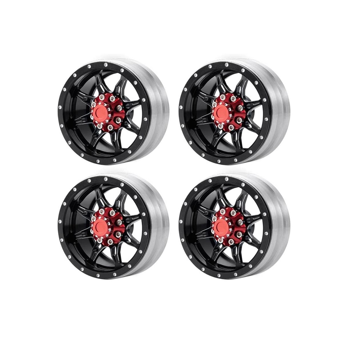 4Pcs Aluminum Alloy 1.9inch Beadlock Wheel Rims Hub for 1/10 AXIAL SCX10 SCX10 III CC01 D90 RC Crawler Car Upgrade Parts