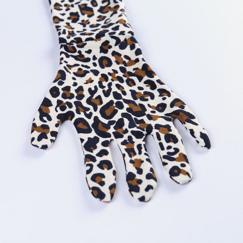 Cheetah Leopard Bodysuit For Women   Body Suit Turtleneck Gloves+Long Sleeve Playsuit Printed Romper Jumpsuits-MULTI