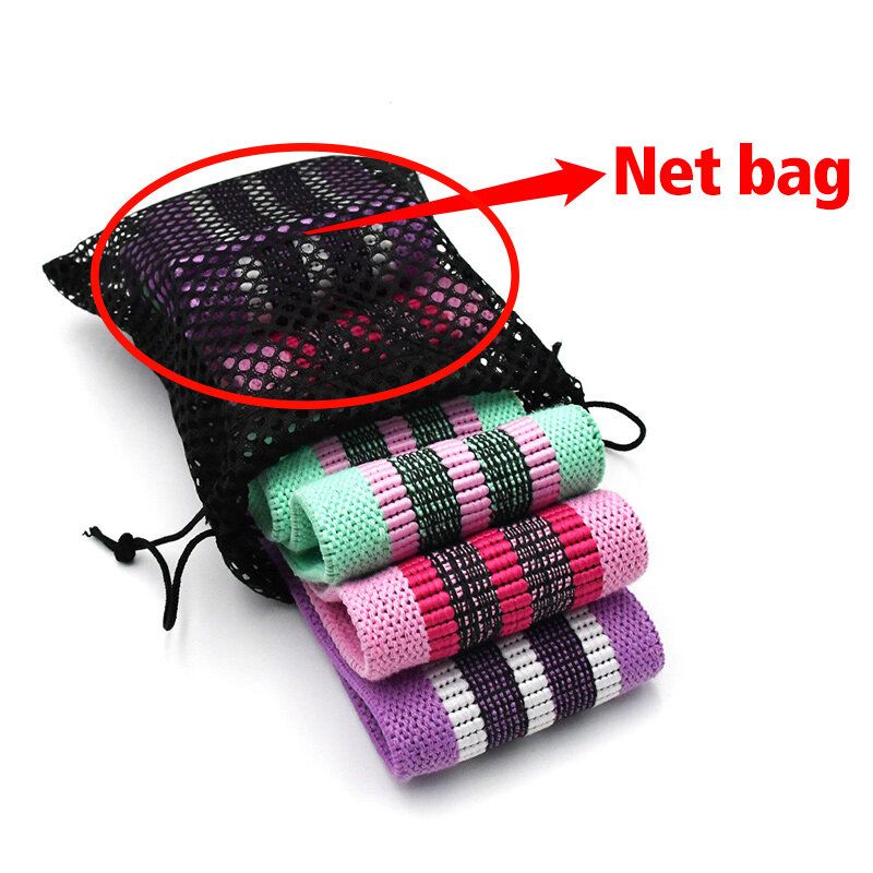 Yoga Elastic Hip Circle Band Squat Resistance Hip Belt Tension Portable Yoga Gym Training Band Tension Band Blue/Purple/ Pink Black Net Bag For Home Gym Travel Net Bag