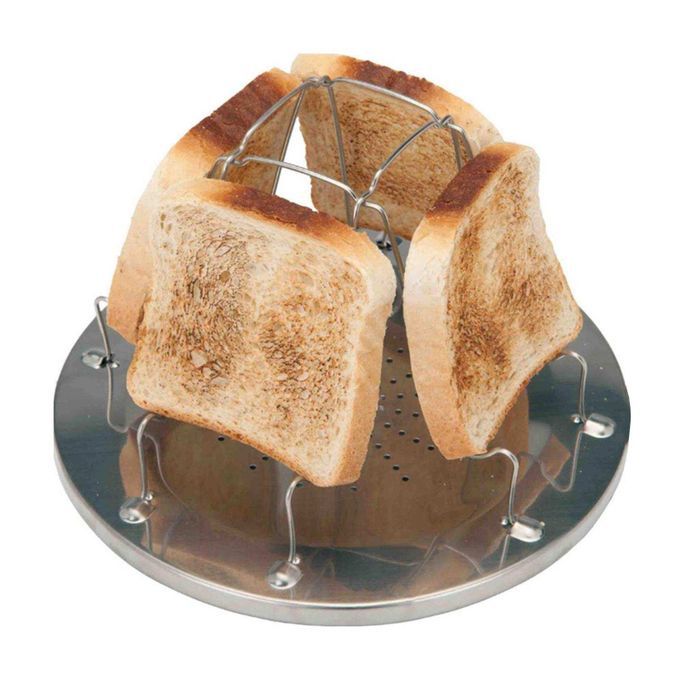1 Set Tray 4 Slice Porous Folding Portable Toaster Rack Bread For