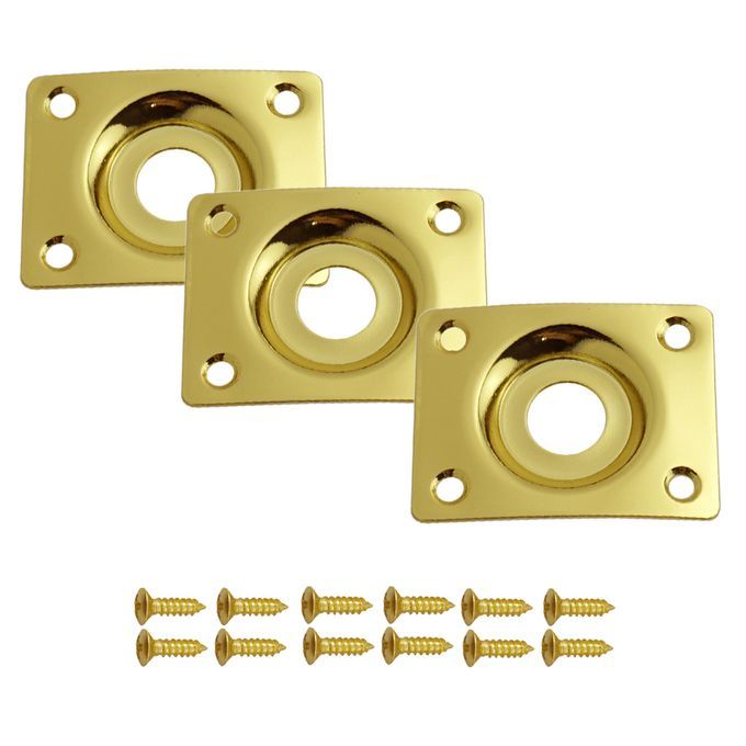 Gold Output Rectangle Jack Socket Plate W Screws For Electric Gold