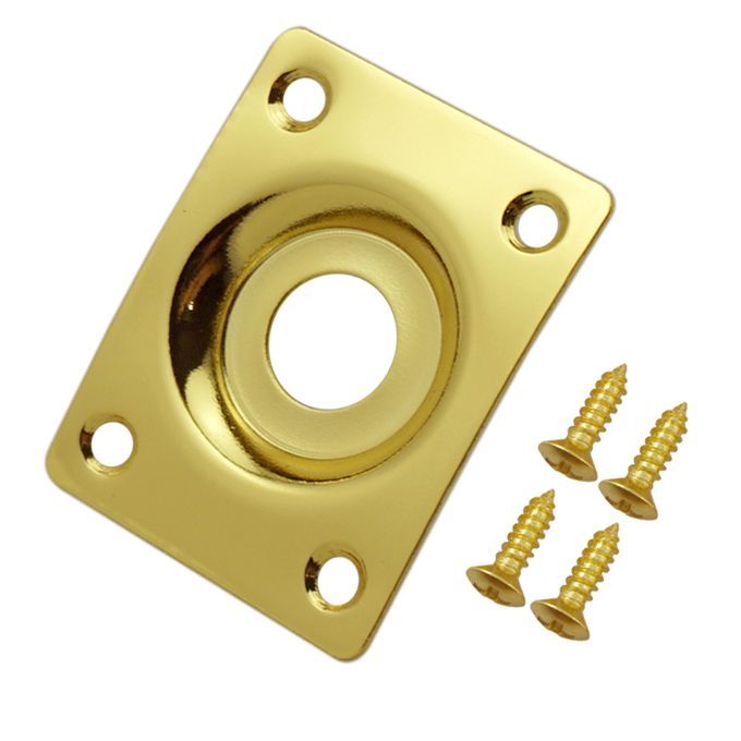 Gold Output Rectangle Jack Socket Plate W Screws For Electric Gold