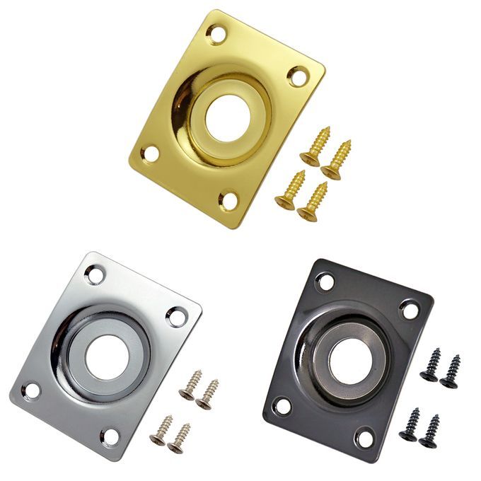 Gold Output Rectangle Jack Socket Plate W Screws For Electric Gold