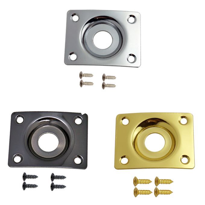 Gold Output Rectangle Jack Socket Plate W Screws For Electric Gold
