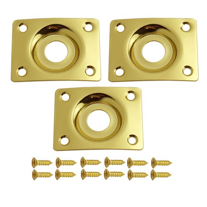 Gold Output Rectangle Jack Socket Plate W Screws For Electric Gold