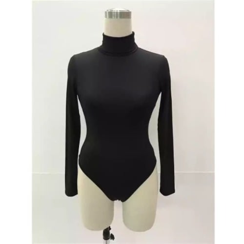 Turtle Neck Lycra Body Suit - Black