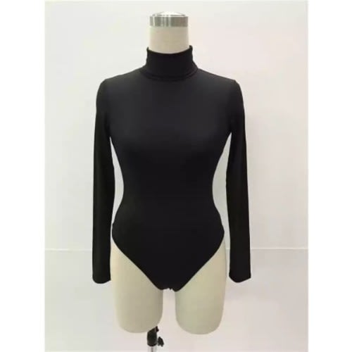 Turtle Neck Lycra Body Suit - Black