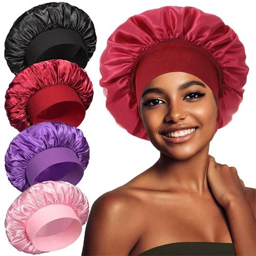 Women's Satin Night Sleeping Hat Silk Headcover Elastic Band Sleeping Hat Bath Spa Hat