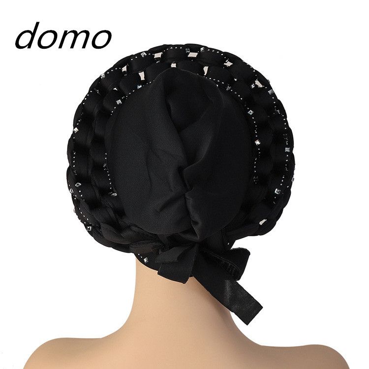Space Cotton Inlaid With Rhinestone Adjustable Women's Headscarf Turban Hat