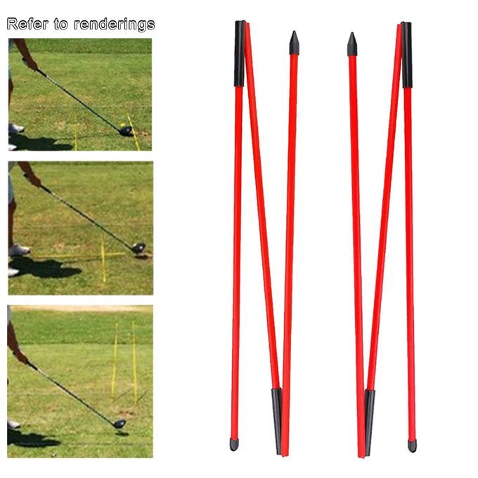 2 Pieces Golf Alignment Rods Exercise Training Sticks Aids For Red