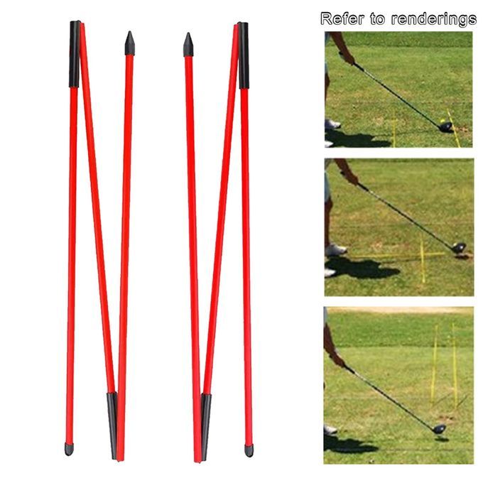 2 Pieces Golf Alignment Rods Exercise Training Sticks Aids For Red