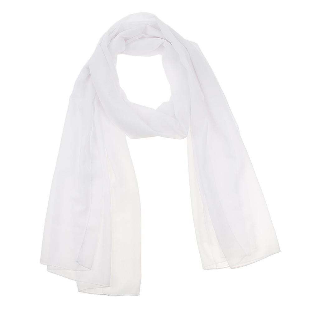 Women Solid Bubble Chiffon Scarf Muslim Hijabs Head Scarf Shawls White