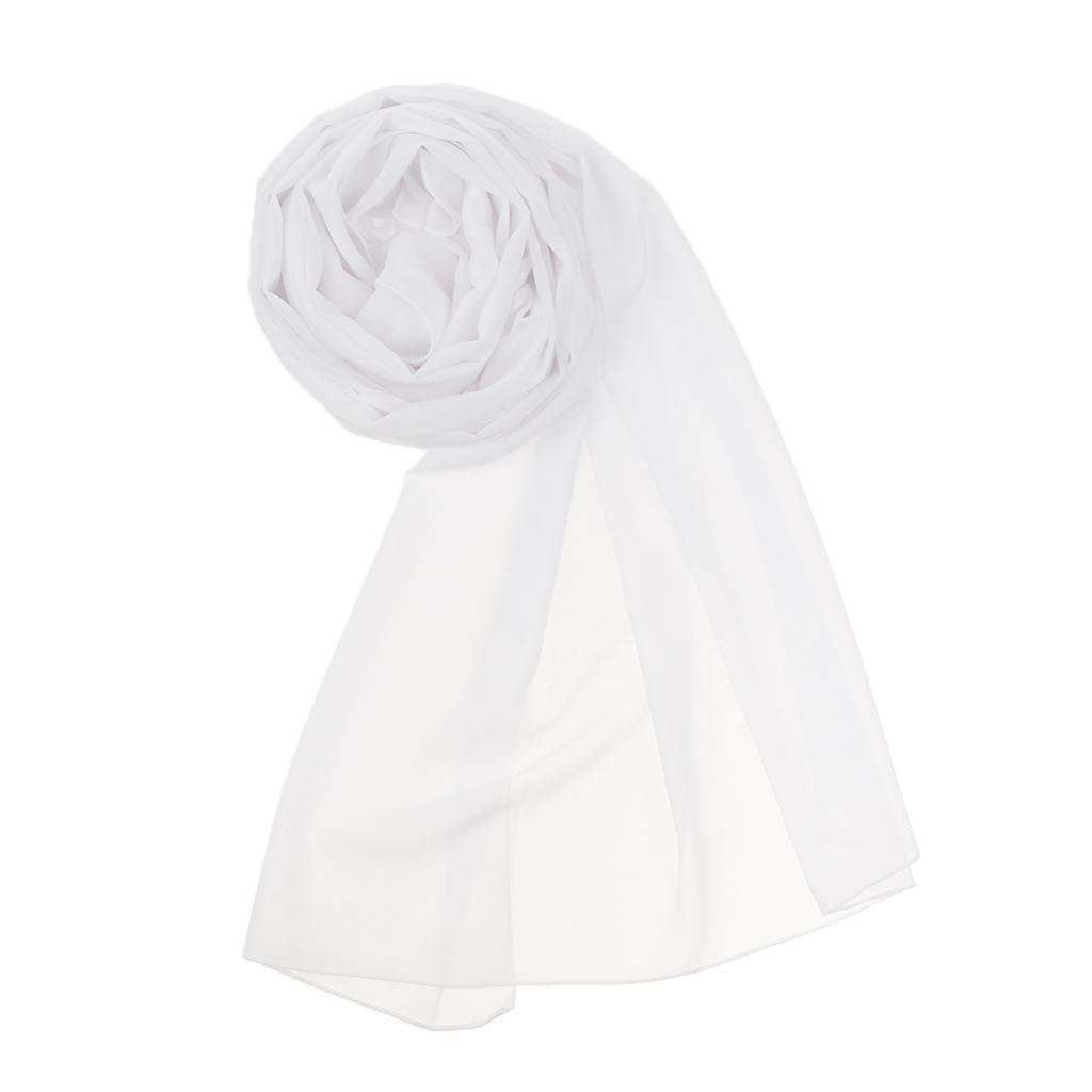 Women Solid Bubble Chiffon Scarf Muslim Hijabs Head Scarf Shawls White