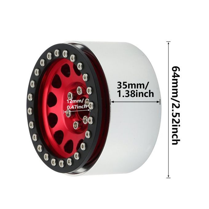 4p S 1/10 R  Ro K  Rawler Aluminum 2.2 Beadlo K Wheel Rims For Axial-red Black