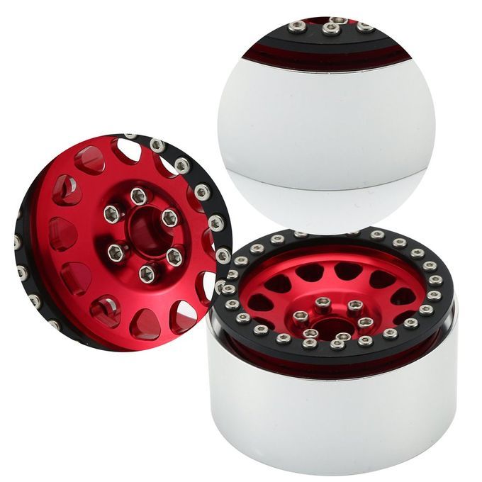 4p S 1/10 R  Ro K  Rawler Aluminum 2.2 Beadlo K Wheel Rims For Axial-red Black