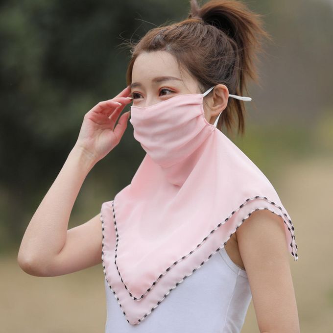 Ladies Face Mask Scarf Mouth Cover Outdoor Travel SunProtective Pink