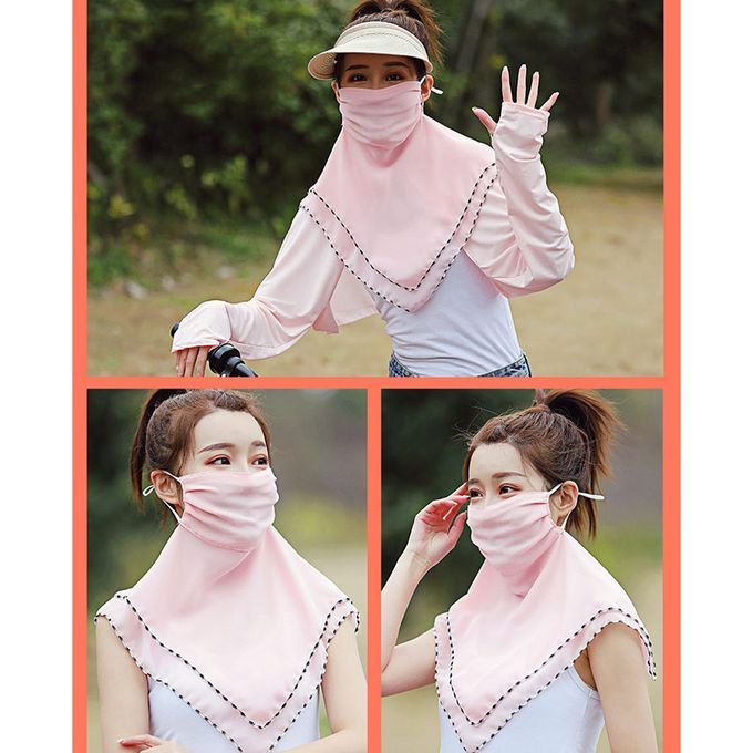 Ladies Face Mask Scarf Mouth Cover Outdoor Travel SunProtective Pink
