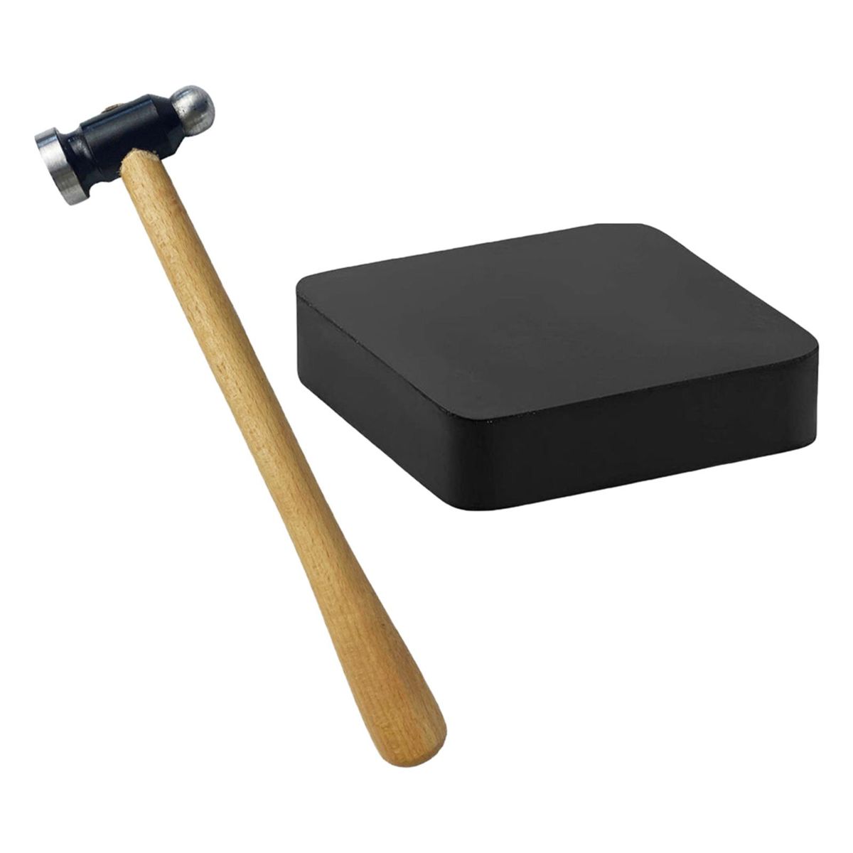 Steel Mallet With Square Rubber Bench Block Non Slip Jewellers Tool