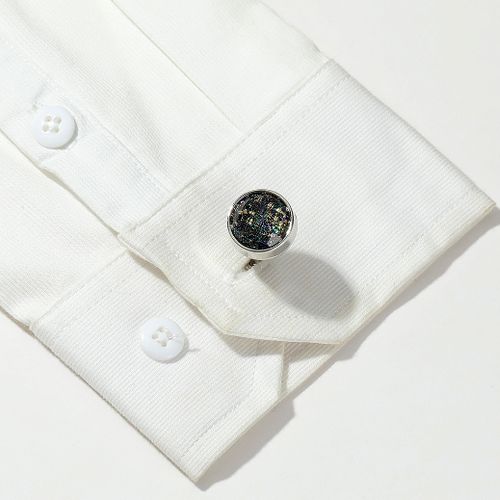 Men's Luxurious  Black And Silver Shirt Cufflinks+ Gift Box