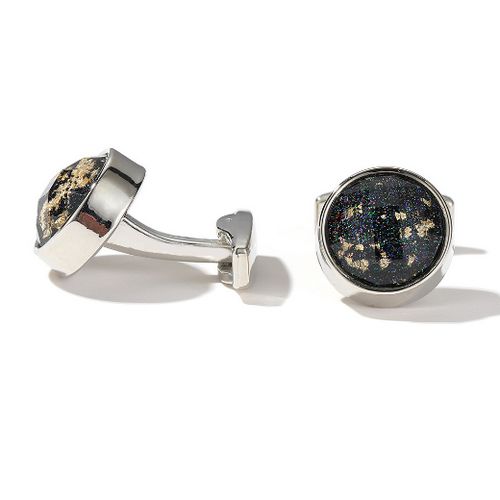 Men's Luxurious  Black And Silver Shirt Cufflinks+ Gift Box