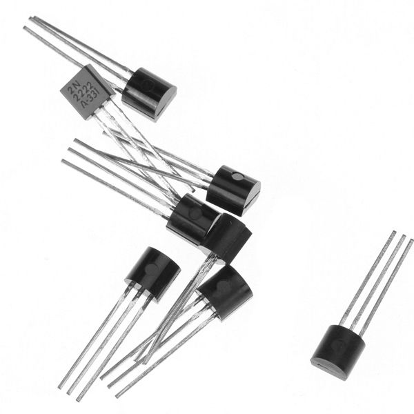 100Pcs 2N2222 TO92 Package 3 Pins NPN 40V 08A Silicone Transistor