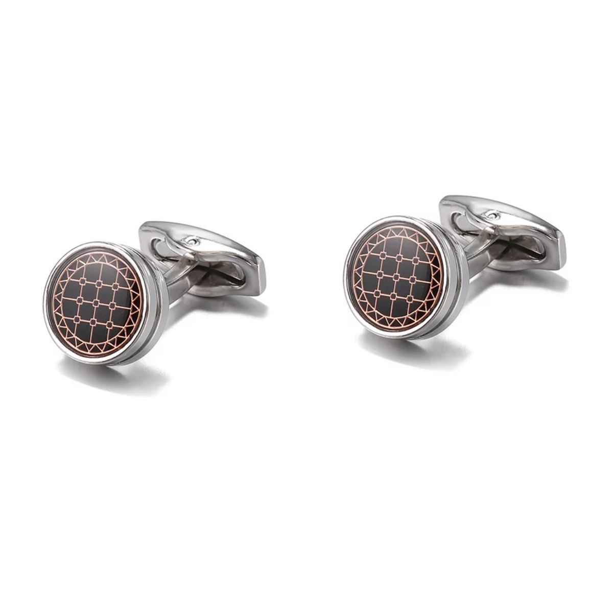 Brown & Silver Stud Cufflinks
