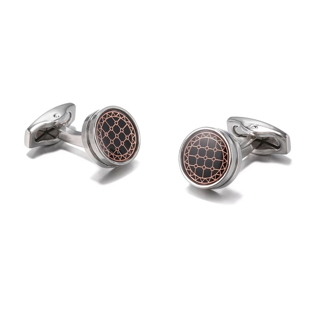 Brown & Silver Stud Cufflinks