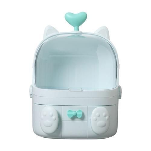 Cat Shape Plastic Makeup Storage Box Cosmetic Organizer Make Up Container Desktop Sundry Storage Case With Handle