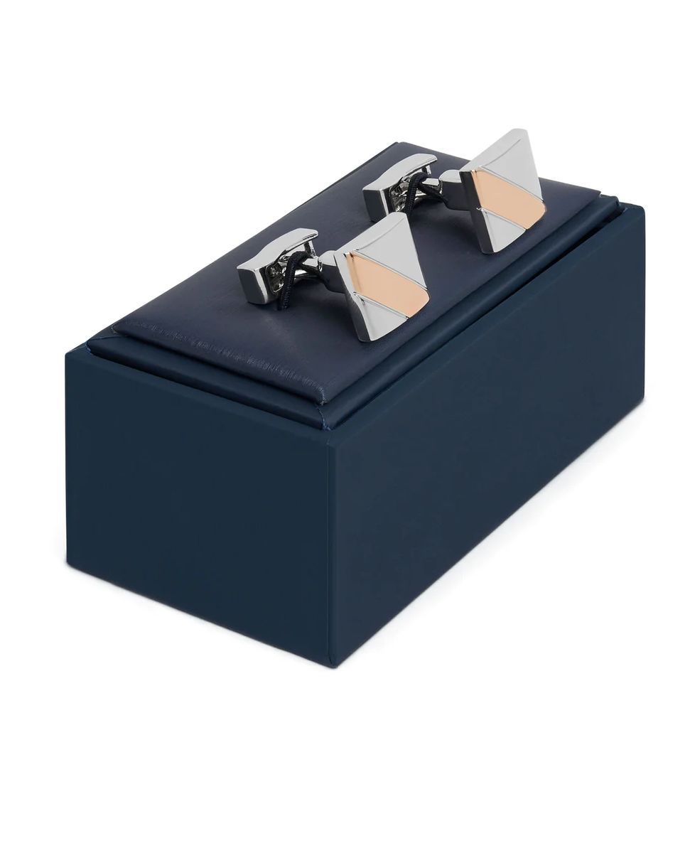 Silver And Rose Gold Square Cufflinks