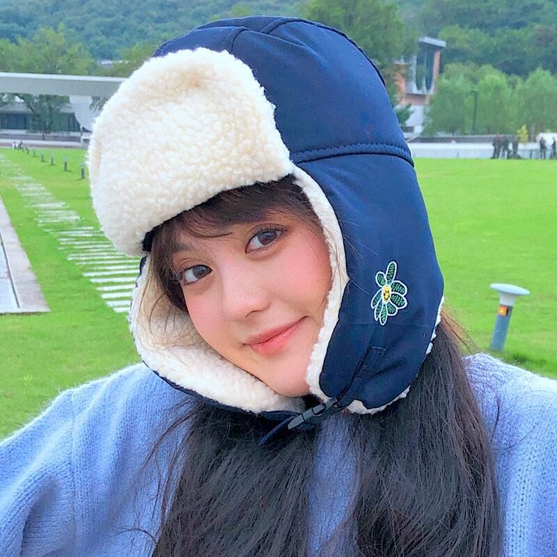 Sale Winter Hat Real Rabbit Fur Winter Hat Women Fashion Keep Warm And Warm Beanie Hat Women Solid Color Adult Headwear-Blue