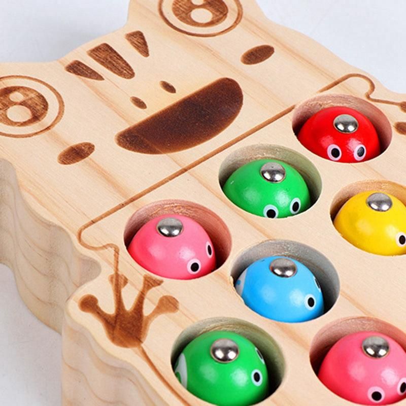 Magnetic Fishing Games Frog Base Baby Wooden Toys for