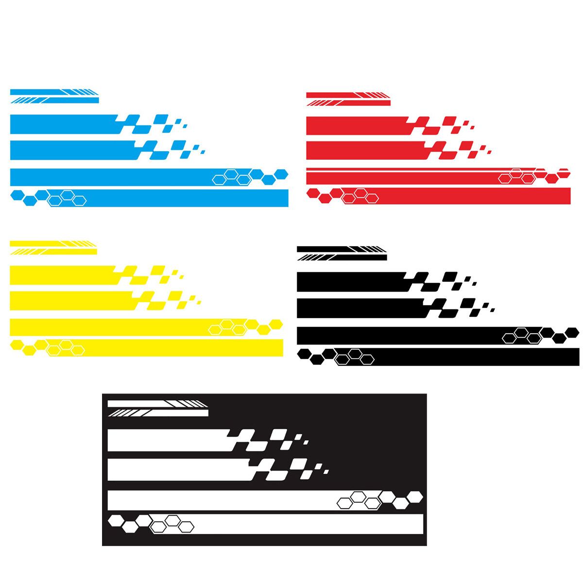 5pcs/Set Universal Car Side Body Stripe Sticker DIY Decal Trim Hood Rear View Mirror White