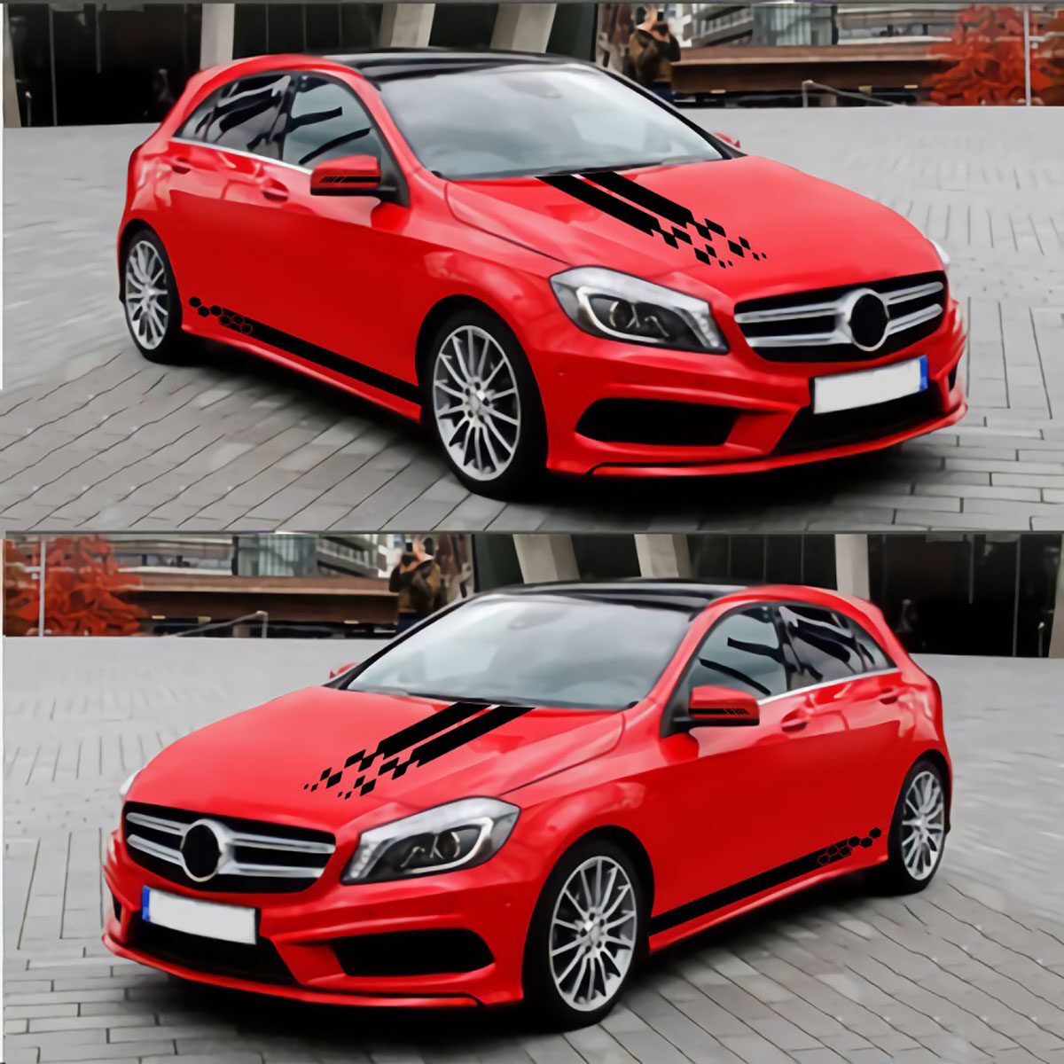 5pcs/Set Universal Car Side Body Stripe Sticker DIY Decal Trim Hood Rear View Mirror White