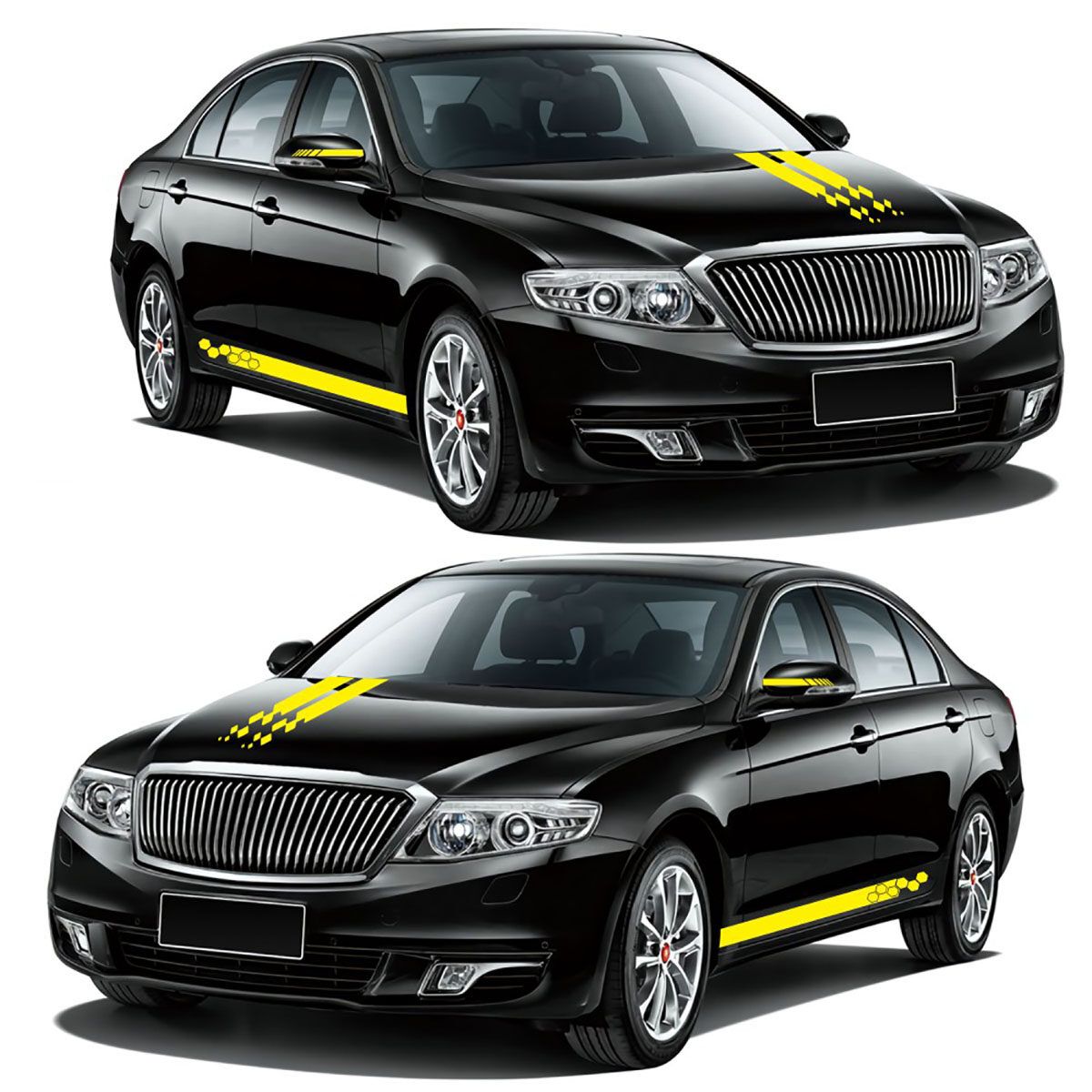 5pcs/Set Universal Car Side Body Stripe Sticker DIY Decal Trim Hood Rear View Mirror White