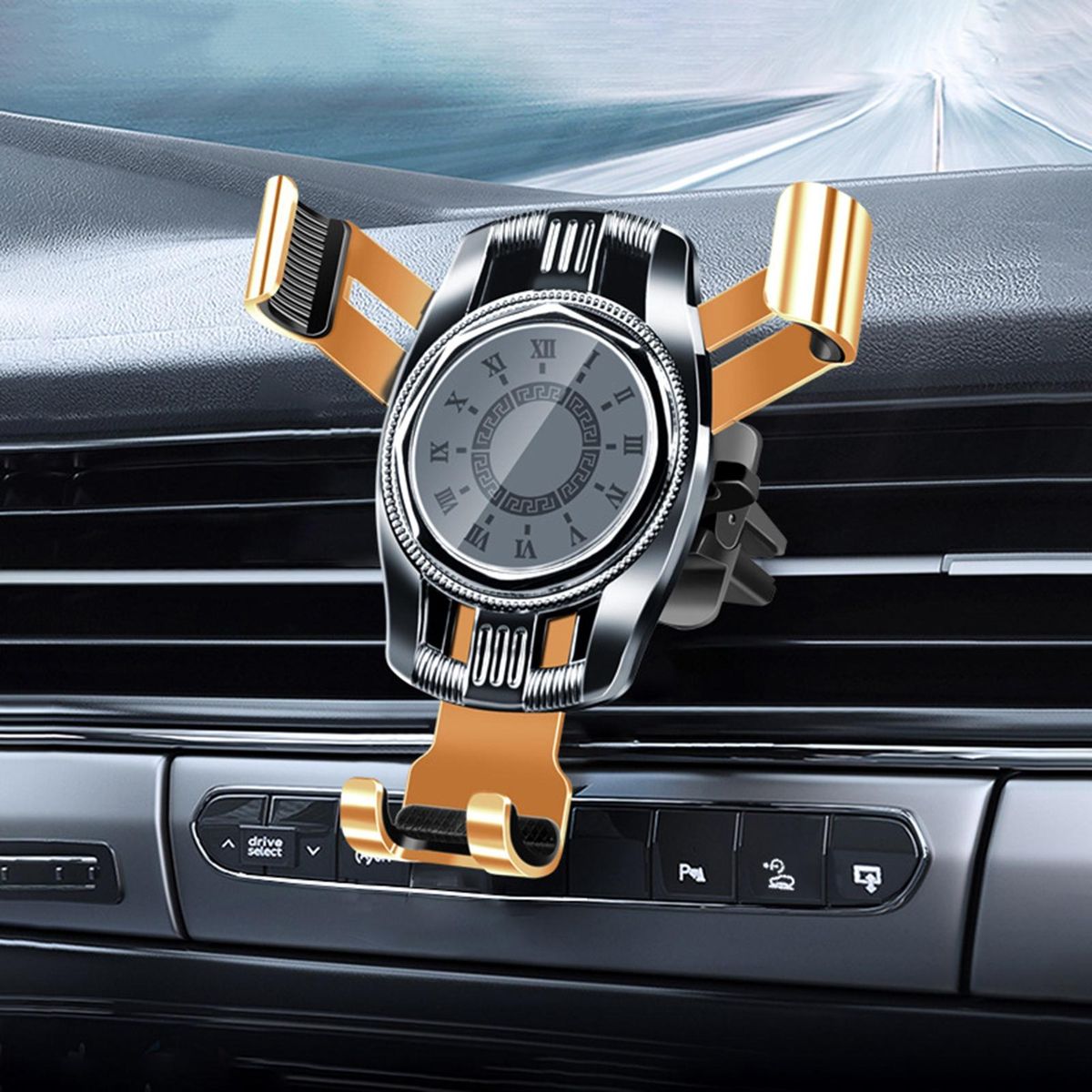 Car Phone Stand Gravity Rebound Car Air Outlet Phone Holder Golden