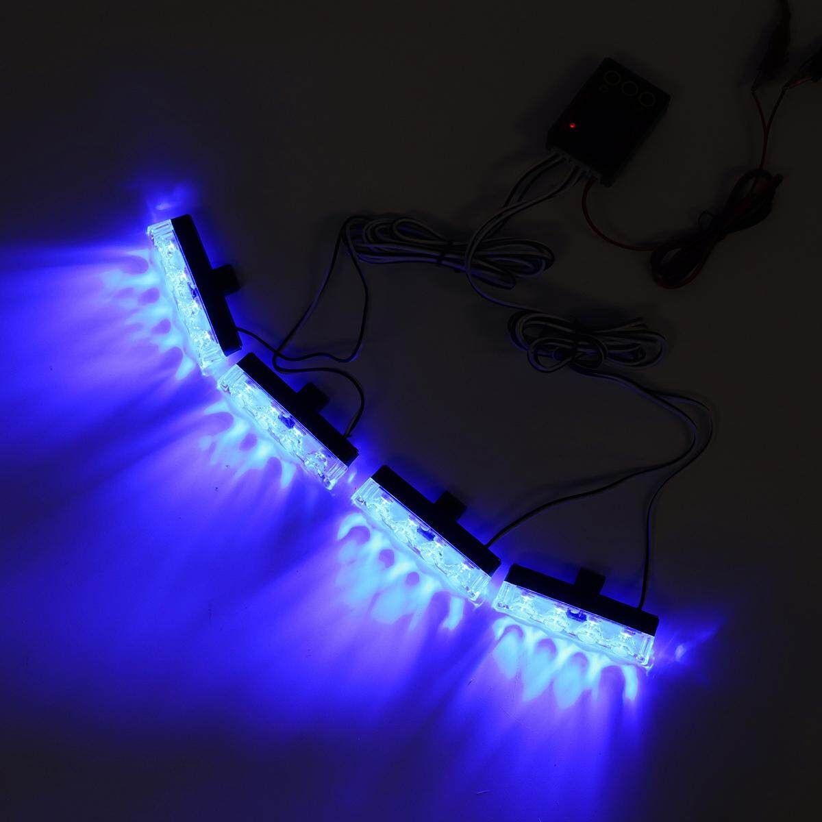 16 LED Car Emergency Strobe Light Bar Warning Flash Visor Dash Lighting Red Blue Light Blue Light
