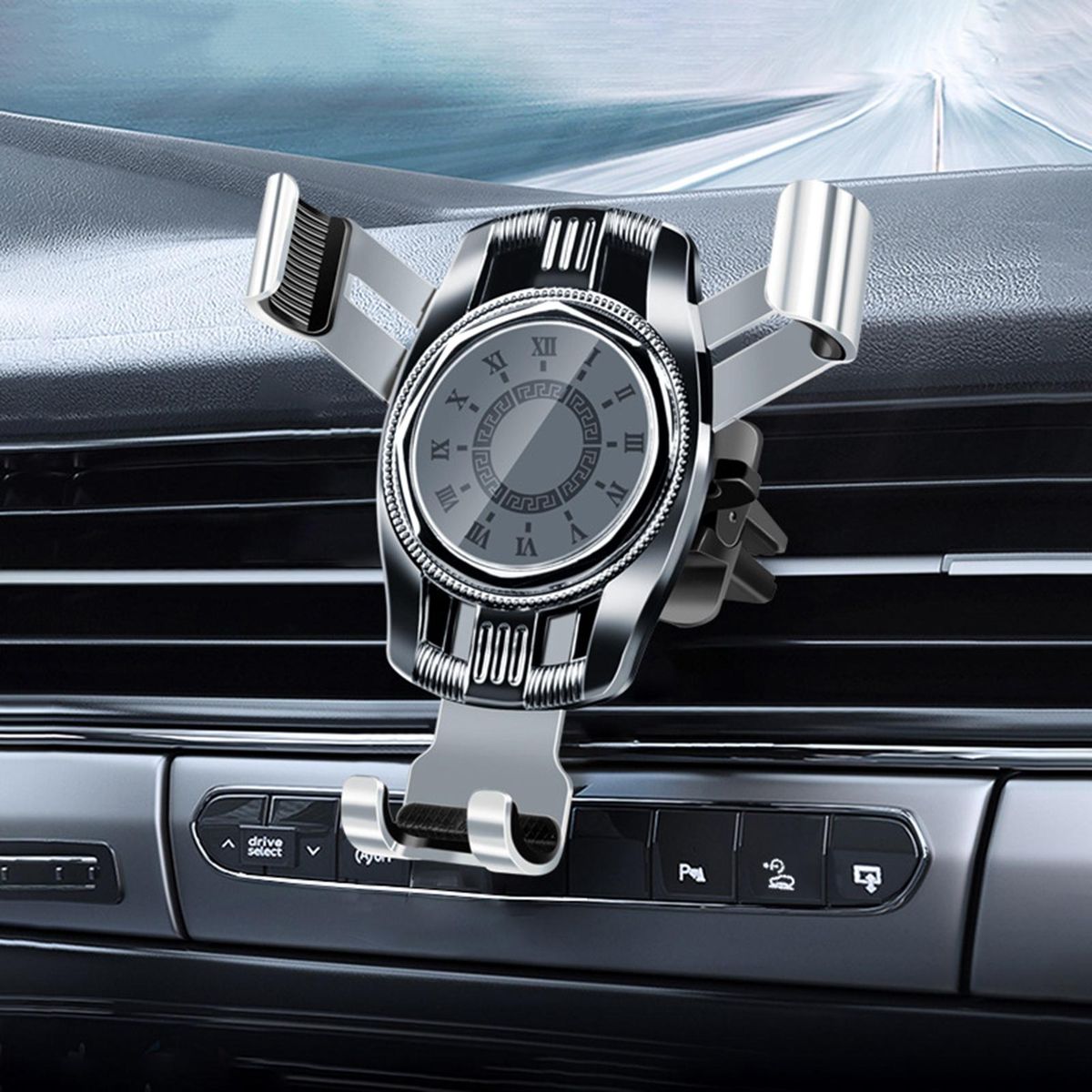 Car Phone Stand Gravity Rebound Car Air Outlet Phone Holder Silver