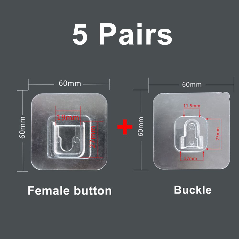 5 Pairs Double Sided Adhesive Wall Hooks Hanger