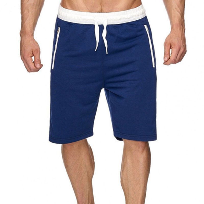 Running Quick Dry Shorts Mens Gym Fitness Sports Bermuda Joing Training Short Pants Summer Male Multi-pocket Beach Sweatpants-blue