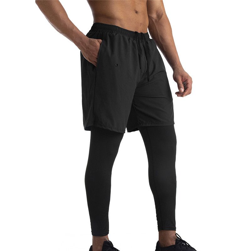 Mens Running Shorts 2 In 1 Sports Shorts Bodybuilding Men Soccer Workout Joing Short Pants Quick Dry Gym Sport Fitness Shorts-Black 04